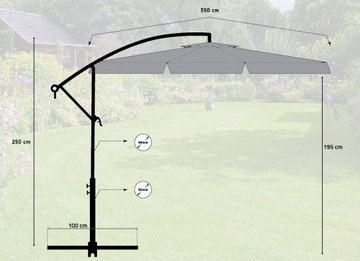 БОЛЬШОЙ СКЛАДНОЙ САДОВЫЙ ЗОНТ СО СТРЕЛКОЙ С КРЫШКОЙ 350 СМ