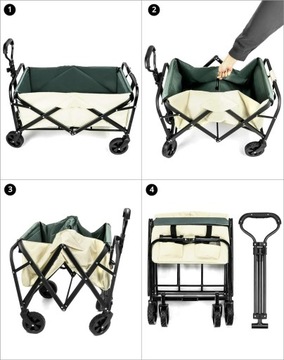 РУЧНАЯ ТЕЛЕЖКА ДЛЯ ТРАНСПОРТИРОВКИ НА ПЛЯЖЕ, РЕГУЛИРУЕМАЯ РУЧКА, ДО 80 кг, БОКОВОЙ КАРМАН