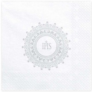 białe SERWETKI komunijne IHS komunia ŚWIĘTA x20