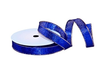WSTĄŻKA BROKATOWA METALICZNA 2cm/10m GRANATOWA