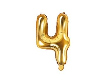 Balon foliowy cyfra 4 złoty 35cm