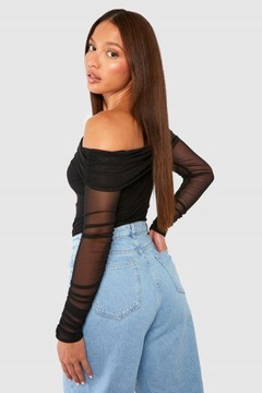 Boohoo ktv ramiona siateczka odkryte czarne body XL NG2