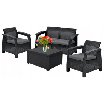 ZESTAW MEBLI OGRODOWYCH STOLIK SOFA FOTELE