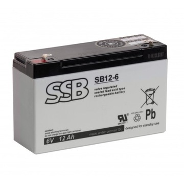 Akumulator SSB Battery SB 12-6 6V 12Ah DO ZABAWKI