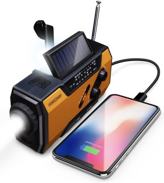 RADIO SOLARNE AWARYJNE 2000mAh USB LATARKA LED