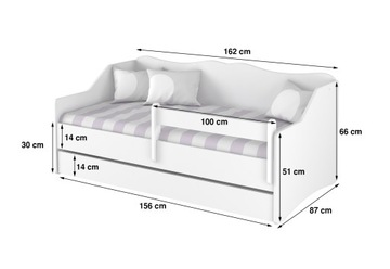 Детская двуспальная кровать 160х80 двухъярусная LULU белая