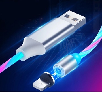 МАГНИТНЫЙ СВЕТОДИОДНЫЙ КАБЕЛЬ ДЛЯ IPHONE MICRO USB TYPE-C