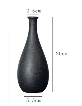 ЧЕРНАЯ КЕРАМИЧЕСКАЯ УЗКАЯ ВАЗА-БУТЫЛКА С СОВРЕМЕННОЙ СТРУКТУРОЙ ПАМПАС