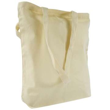 Torba bawełniana 38x10x42 z dnem ECRU gruba 220g/m2 uchwyt długi na ramię