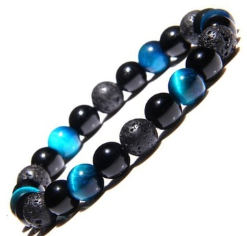 BRANSOLETKA MĘSKA KORALIKI KAMIEŃ TYGRYSIE OKO