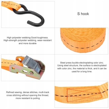 2 szt. TieDown Ratchet Strap z SHook do wiązania
