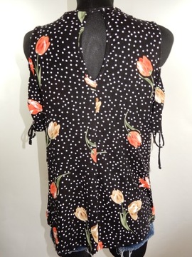 Bluzka czarna w kwiaty groszki Dorothy Perkins 38 M