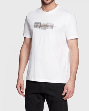 Calvin Klein T-Shirt Striped Logo K10K110799 Biały Regular Fit XXXL