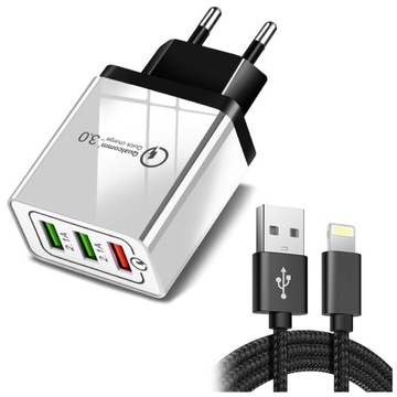 SZYBKA MOCNA ŁADOWARKA SIECIOWA ZASILACZ + KABEL do IPHONE X XR 11 12 13 14