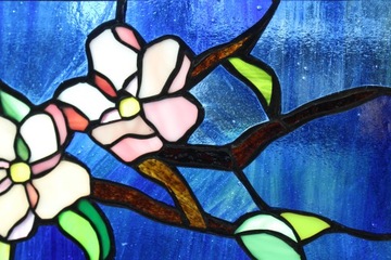 Витраж Тиффани Цветы, Цветы яблони, Витражи Цветы Темные