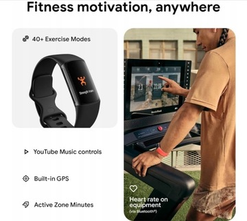 Фитнес Fitbit Charge 6 с приложениями Google, пульс на тренажерах