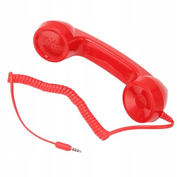 SŁUCHAWKA RETRO DO TELEFONU SMARTFONA JACK 3.5MM REGULACJA GŁOŚNOŚCI CZERWO