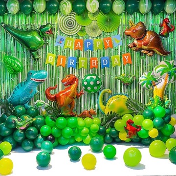 GIRLANDA BALONOWA DINOZAURY MEGA ZESTAW 9 DINOZAURÓW BALON URODZINY KURTYNA