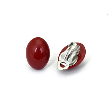 Non Pierced Red White Oval Resin Clip Earrings For Women Korean Geometric J