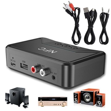 ADAPTER BLUETOOTH DO WIEŻY WZMACNIAC HiFi AUX CHINCH JACK ODBIORNIK 5.0 NFC