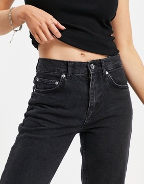 Czarne dopasowane jeansy z prostymi W23 L28