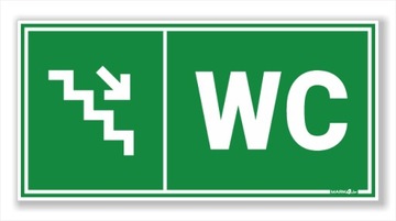 WC na dole w prawo - BHP duża Naklejka ODBLASKOWA
