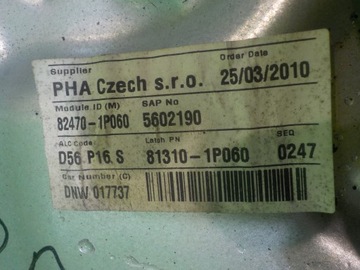 KIA VENGA 1.4 CRDI 10R HB 5D ZVEDÁK OKNO LEVÝ PŘEDNÍ 82470-1P060