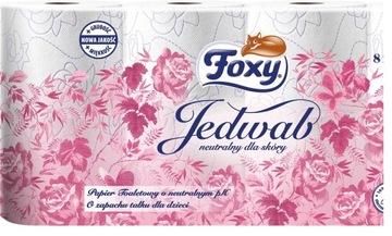 FOXY PAPIER TOALETOWY JEDWAB MIĘKK I DELIKATNY TRZYWARSTWOWY 8 ROLEK