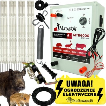 ZESTAW NA DZIKI PASTUCH ELEKTRYCZNY SIEĆ na dziką zwierzynę elektryzator 6J