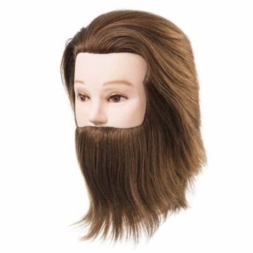 MANEKIN Głowa treningowa MĘSKA Z BRODĄ Model męski włos naturalny
