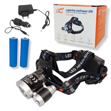 Latarka czołowa akumulatorowa LED 10W+10W 1200lm CZOŁÓWKA REGULOWANA