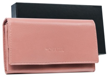 Cavaldi portfel damski z mocnej bydlęcej skóry pojemny solidny RFID