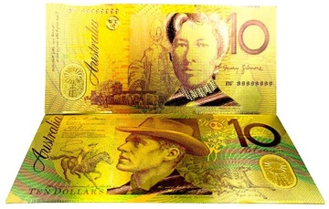 АВСТРАЛИЯ 10 долларов США Коллекционная позолоченная банкнота 