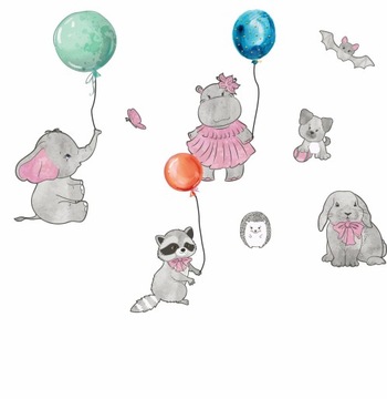 Naklejki DLA DZIECI na ścianę ZWIERZĘTA BALONY