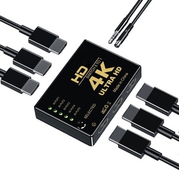 Przełącznik Switch HDMI 5x1 + pilot IR ROZGAŁĘŹNIK switcher obrazu