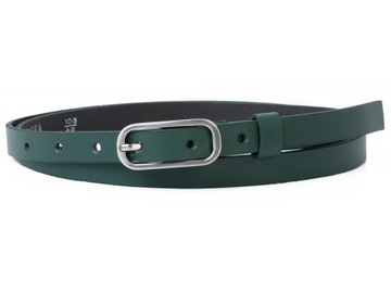 Wąski pasek ZIELONY 100% SKÓRZANY 1,5cm | r. 95cm