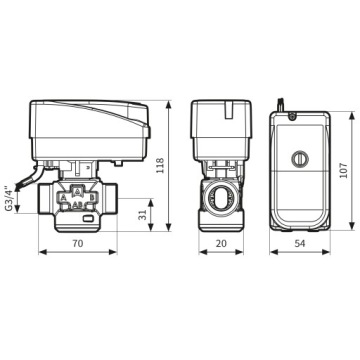 ЗОНАЛЬНЫЙ КЛАПАН 3-ХОДОВОЙ ПРИВОД AZV 642 AFRISO