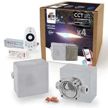 4x LedBruk Świecąca Kostka Brukowa LED 10x10 CCT
