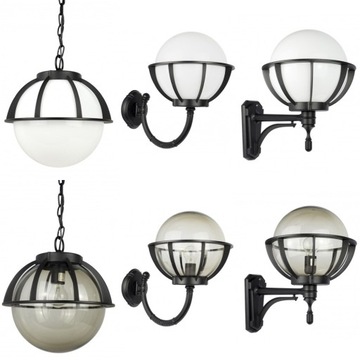 Черный уличный бра с мячом в ретро-корзине