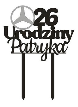 Topper urodzinowy logo Mercedes merc liczba + DOWOLNE IMIĘ