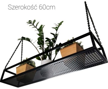 PÓŁKA/KWIETNIK WISZĄCY METAL CZARNY LOFT szer:60CM