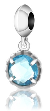 Charms Niebieski Srebro S925 Zawieszka Pave