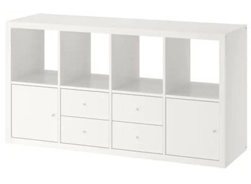 Ikea KALLAX Regał z 4 wkładami, biały, 77x147 cm