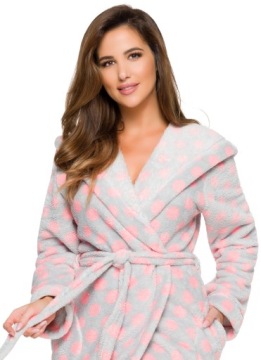 ХАЛАТ ЖЕНСКИЙ ДЛИННЫЙ ТЕПЛЫЙ ПУХОВЫЙ, РОЗОВЫЙ L