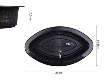 ПРОДОЛЬНЫЙ ПЛАСТИКОВЫЙ ЦВЕТОЧНЫЙ ГОРШОК ДЛЯ КЛАДБИЩА, 25 СМ, ЧЕРНЫЙ, ЗОЛОТОМАТЫЙ