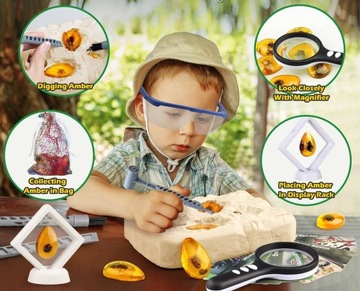 РАСкопки окаменелостей насекомых в янтаре НАБОР для маленького археолога ЯНТАРЬ