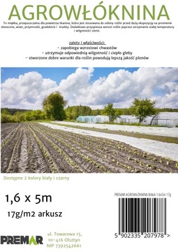 ПОДКЛАДКА AGR ФНЕТКАНОЕ ПОКРЫТИЕ ВЕСНА/ЗИМА БЕЛАЯ 1,6Х5м 17г/м2