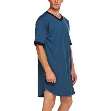 Men Slp Robes Short Slve V Neck Nightgown Homewear