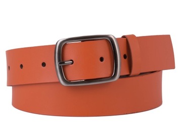 SKÓRZANY Pasek damski Szeroki POMARAŃCZ 4cm 120 XL