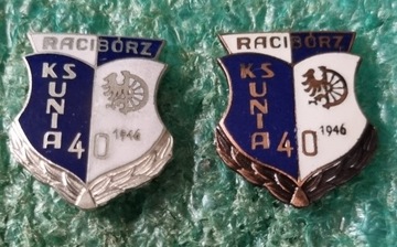 ODZNAKA UNIA RACIBÓRZ SREBRNA BRĄZOWA 40-LECIE 1946-1986 - KOMPLET 2 SZTUKI